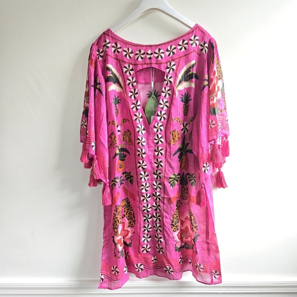 New Farm Rio Pink Leopard Forest Swim Beach Pool Cover-Up Dress Medium NWT - Picture 10 of 14